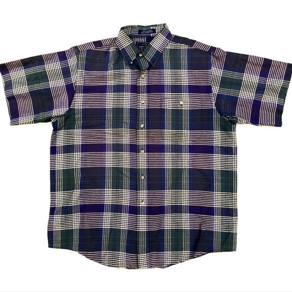 john Ashford Blue & Green Plaid Button-Up Shirt - Picture 1 of 4